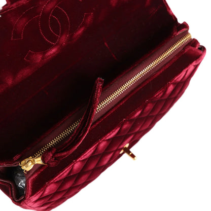 Vintage Chanel Medium Classic Flap Backpack Burgundy Velvet Gold Hardware