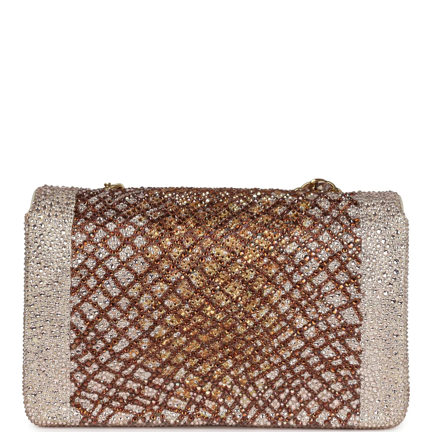 Custom Swarovski Crystal Vintage Chanel Medium Diana Flap Bag Beige Lambskin Gold Hardware