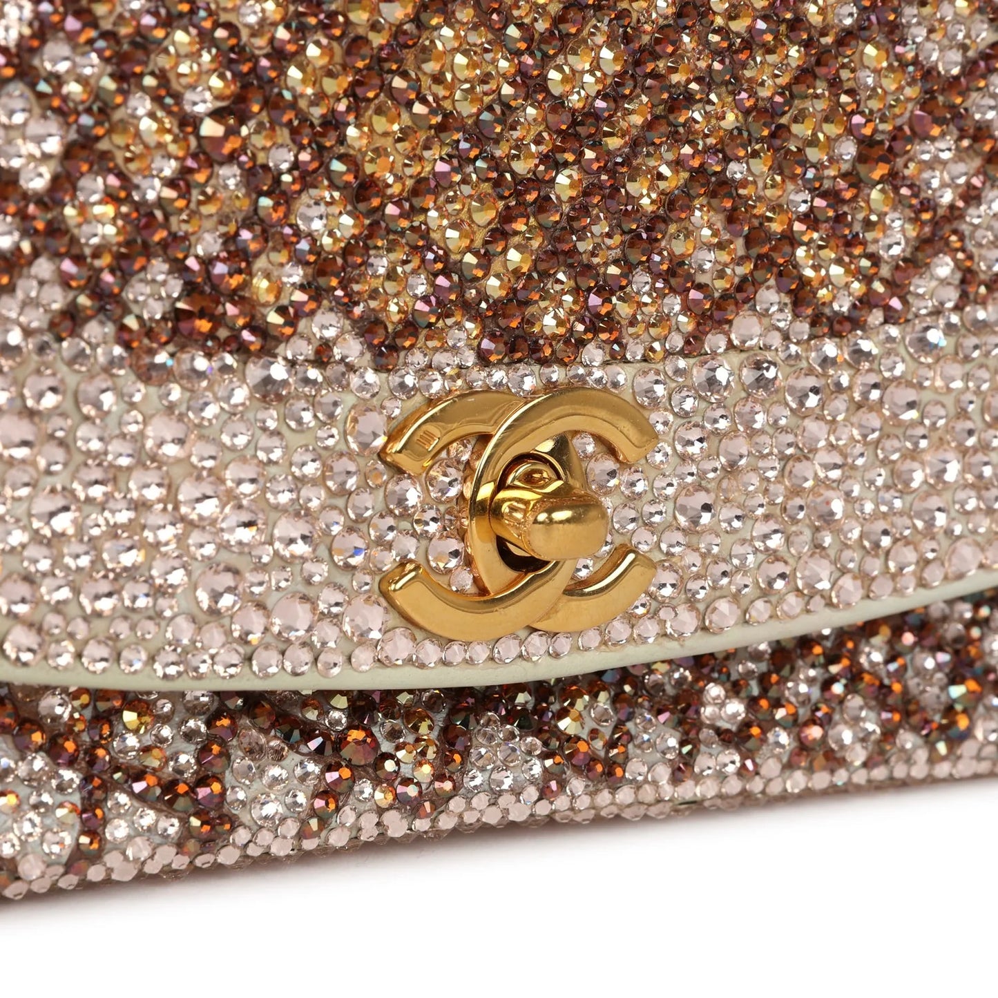 Custom Swarovski Crystal Vintage Chanel Medium Diana Flap Bag Beige Lambskin Gold Hardware