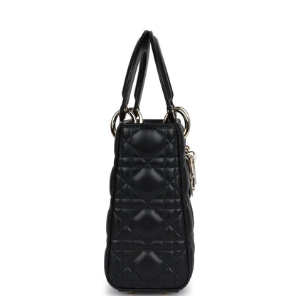 Christian Dior Small Lady Dior "My ABCDior" Bag Black Cannage Lambskin Light Gold Hardware