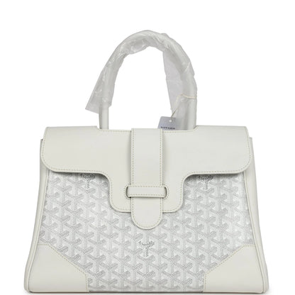 Goyard Saigon Tote White Goyardine Canvas Palladium Hardware