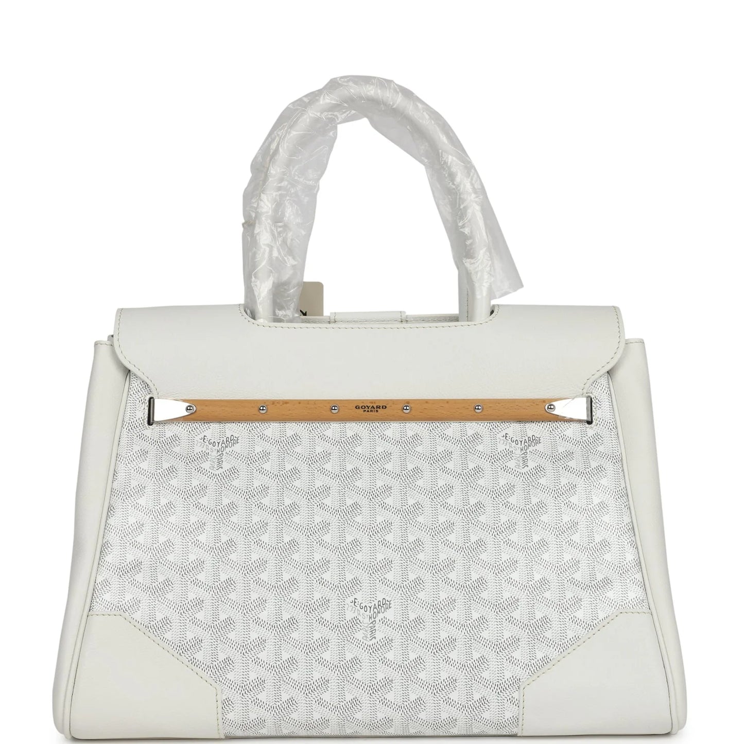 Goyard Saigon Tote White Goyardine Canvas Palladium Hardware