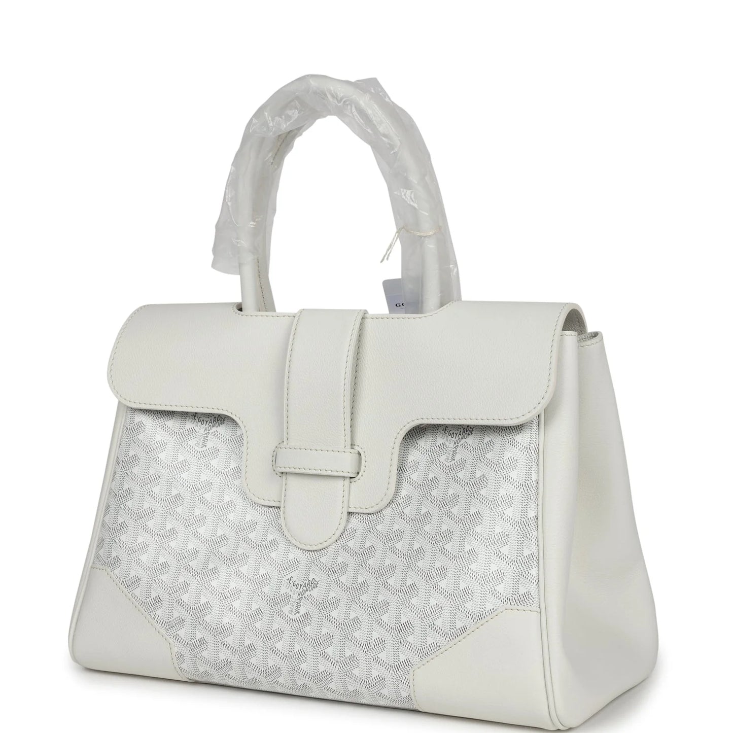 Goyard Saigon Tote White Goyardine Canvas Palladium Hardware