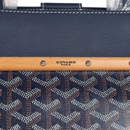 Goyard Saigon Tote Navy Blue Goyardine Canvas Palladium Hardware