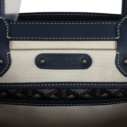 Goyard Saigon Tote Navy Blue Goyardine Canvas Palladium Hardware