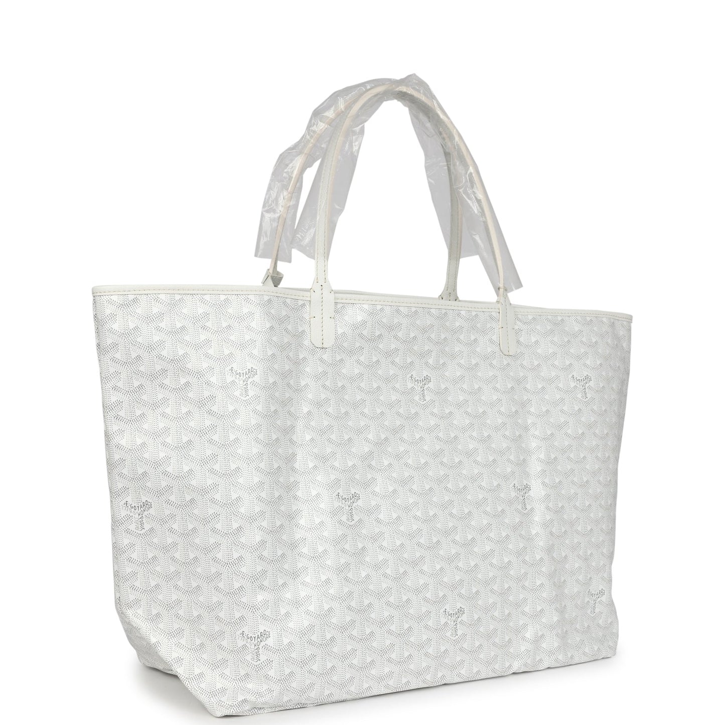 Goyard Goyardine Canvas White Saint Louis GM Tote Palladium Hardware