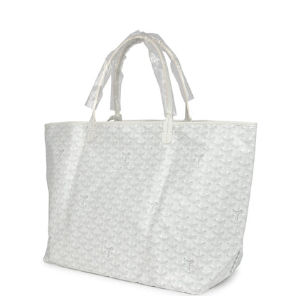 Goyard Goyardine Canvas White Saint Louis GM Tote Palladium Hardware