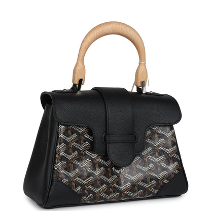 Goyard Saigon Souple Mini Bag Black Goyardine Canvas Palladium