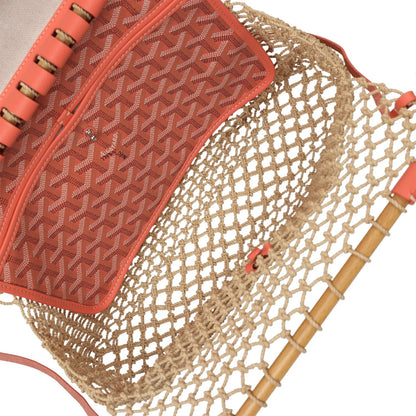 Goyard Aligre Bag Raffia Net with Coral Goyardine Palladium Hardware