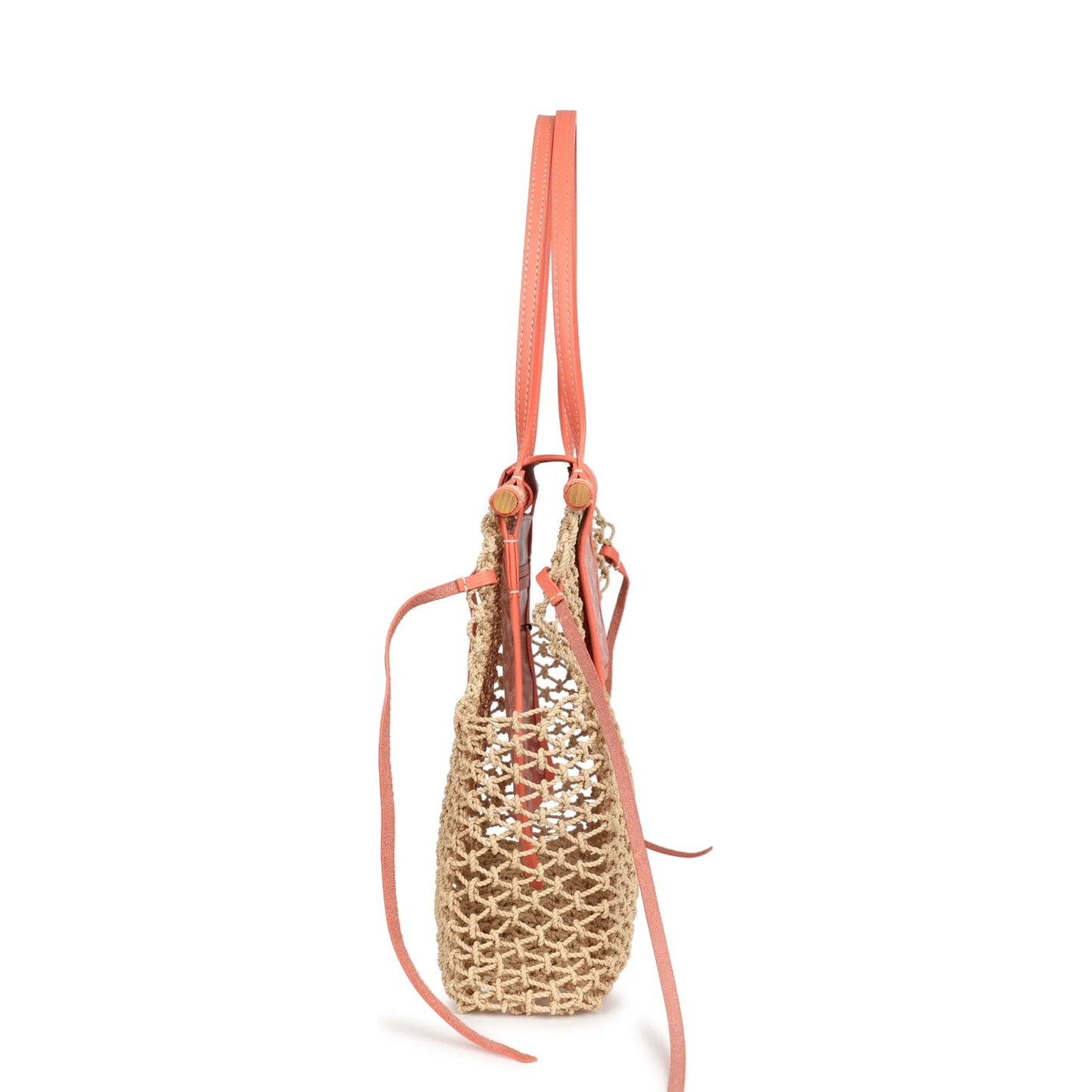 Goyard Aligre Bag Raffia Net with Coral Goyardine Palladium Hardware