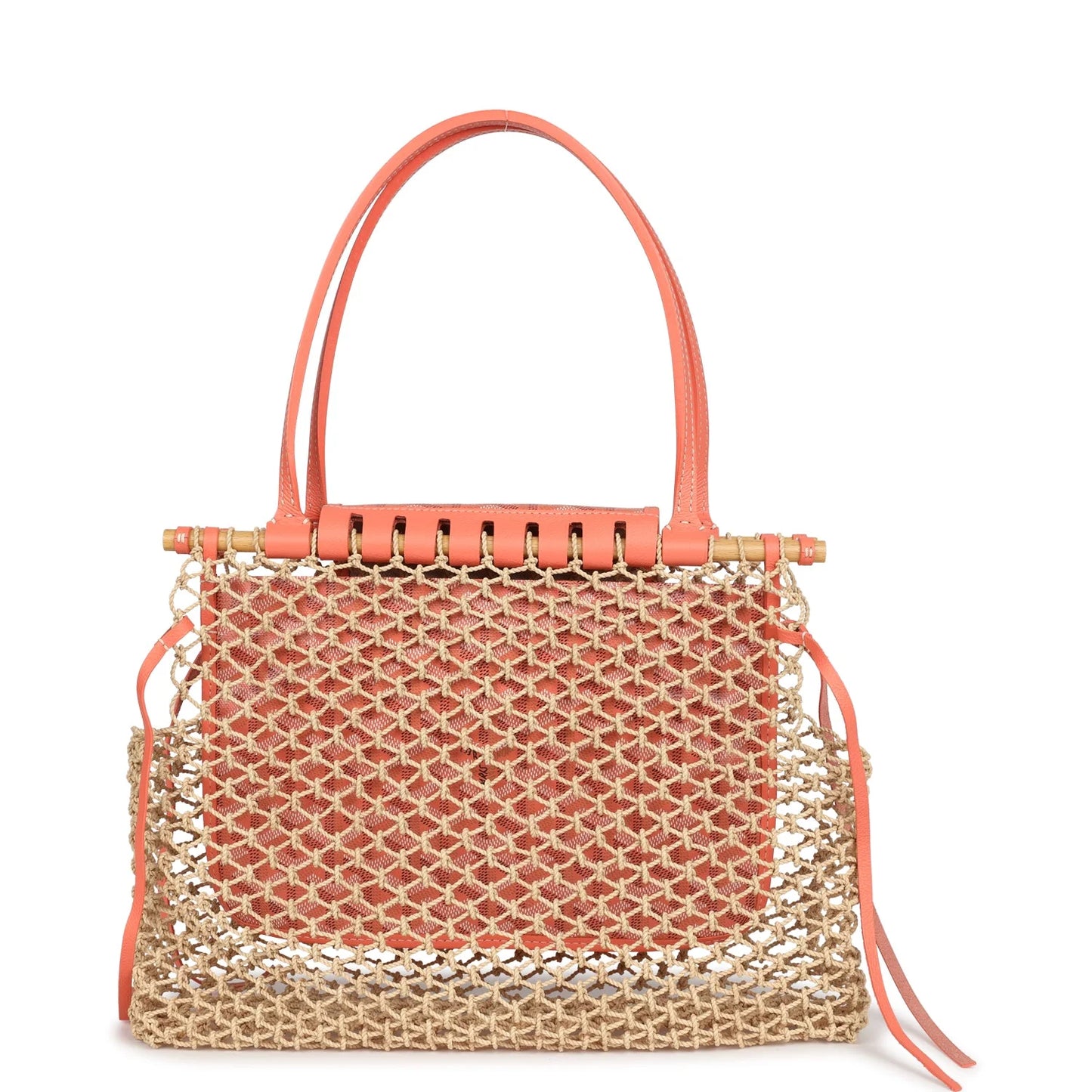 Goyard Aligre Bag Raffia Net with Coral Goyardine Palladium Hardware