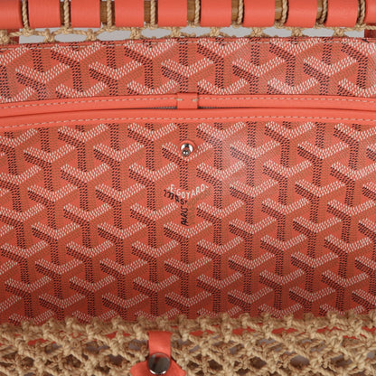 Goyard Aligre Bag Raffia Net with Coral Goyardine Palladium Hardware