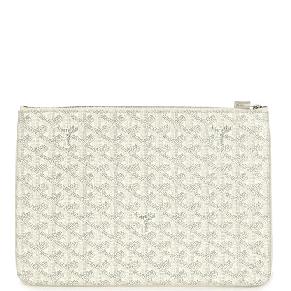 Goyard Goyardine White Senat MM Pouch Palladium Hardware