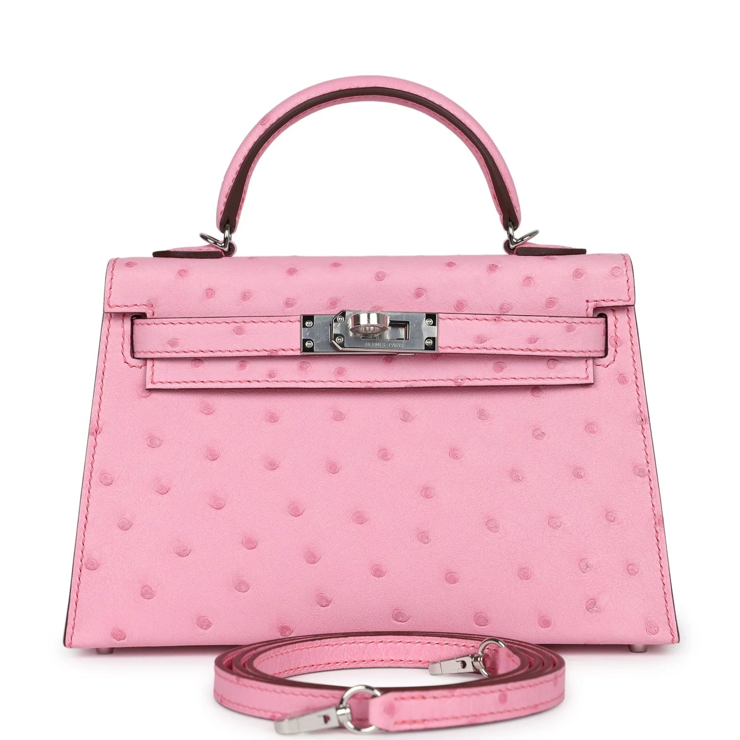 Hermès Kelly Sellier 20 Bubblegum Ostrich Palladium Hardware