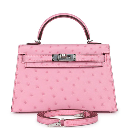 Hermès Kelly Sellier 20 Bubblegum Ostrich Palladium Hardware