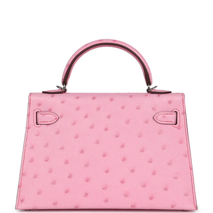 Hermès Kelly Sellier 20 Bubblegum Ostrich Palladium Hardware