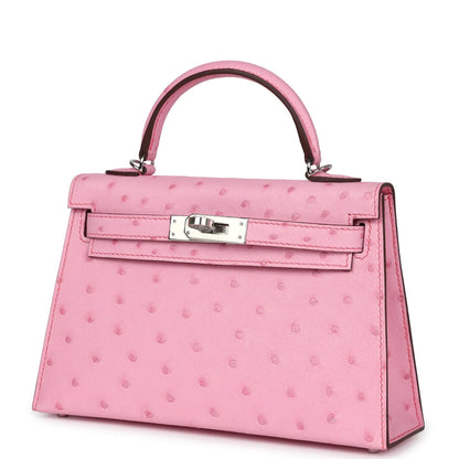 Hermès Kelly Sellier 20 Bubblegum Ostrich Palladium Hardware