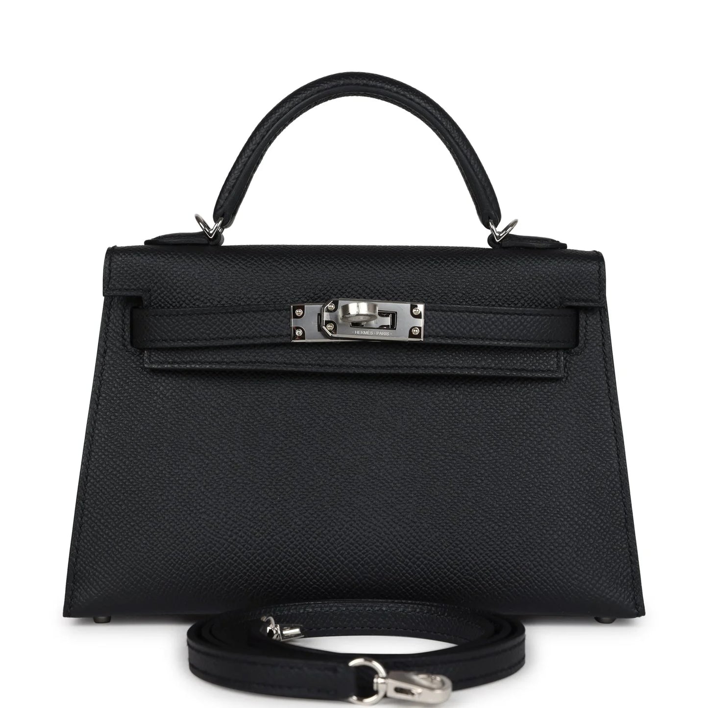 Hermès Kelly Sellier 20 Black Epsom Palladium Hardware