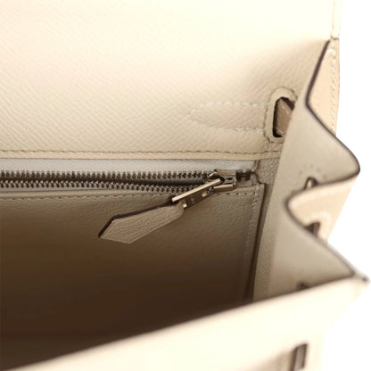 Hermès Special Order (HSS) Kelly Sellier 25 Craie and Trench Epsom Brushed Palladium Hardware