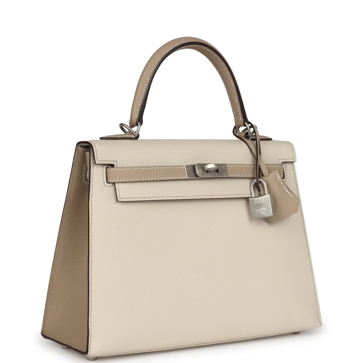 Hermès Special Order (HSS) Kelly Sellier 25 Craie and Trench Epsom Brushed Palladium Hardware