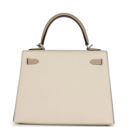 Hermès Special Order (HSS) Kelly Sellier 25 Craie and Trench Epsom Brushed Palladium Hardware