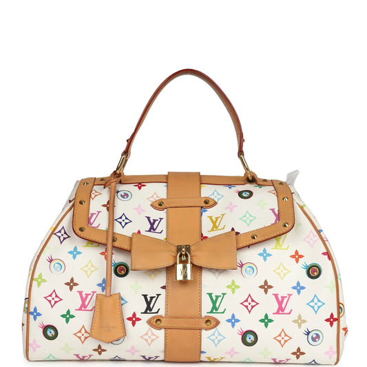 Vintage Louis Vuitton x Takashi Murakami Sac Retro GM White Multicolor Eye Love You Monogram Gold Hardware