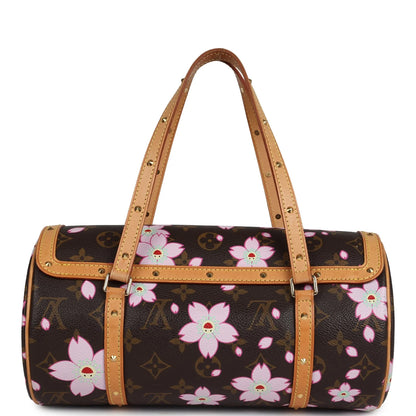 Vintage Louis Vuitton X Takashi Murakami Papillon Brown Monogram Cherry Blossom Gold Hardware