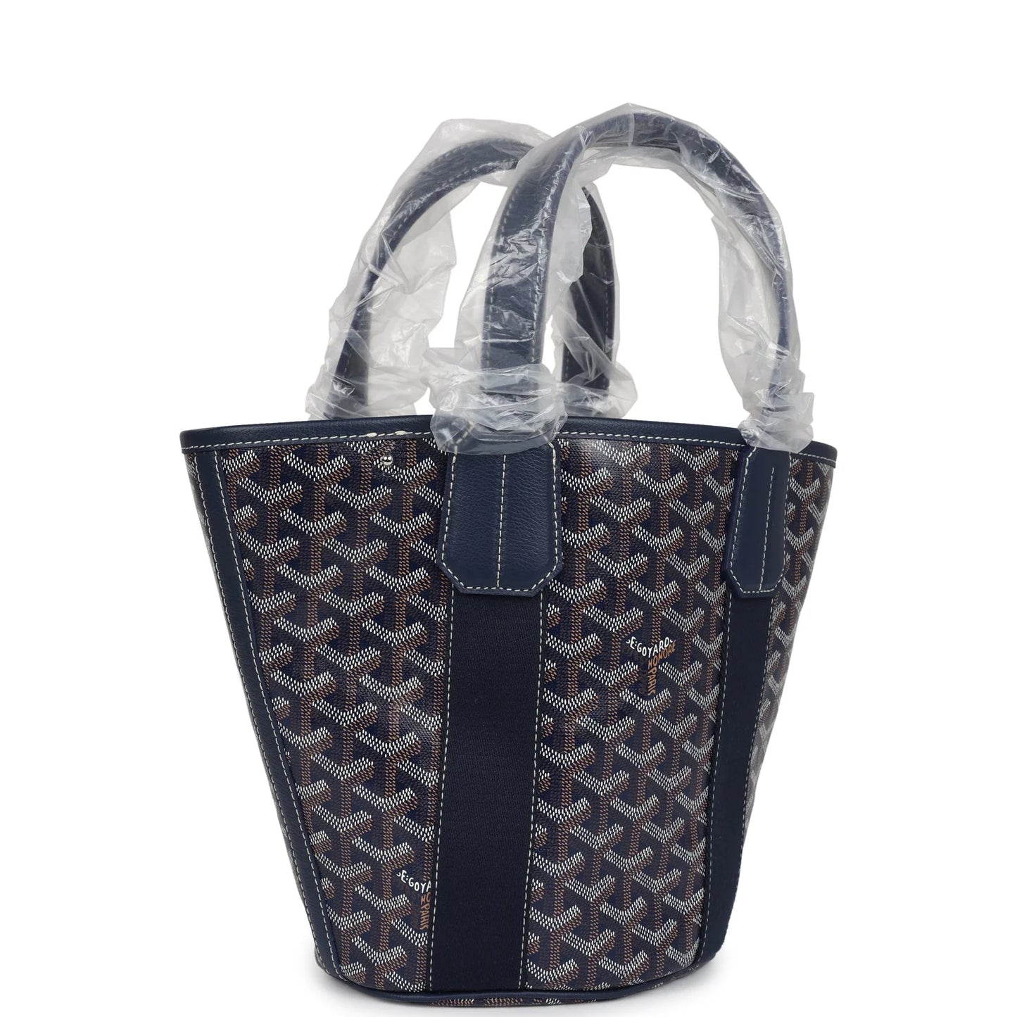 Goyard Goyardine Belharra PM Navy Blue Tote Palladium Hardware