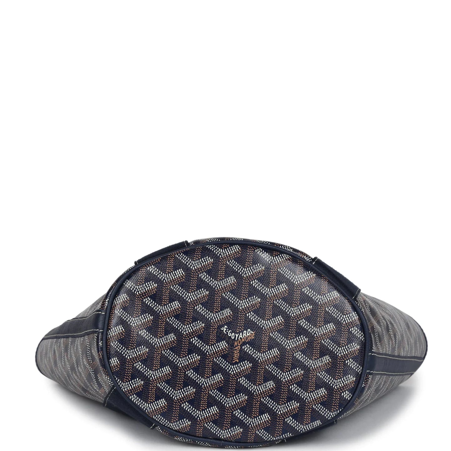 Goyard Goyardine Belharra PM Navy Blue Tote Palladium Hardware