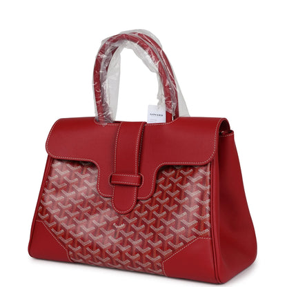 Goyard Saigon Tote Red Goyardine Canvas Palladium Hardware